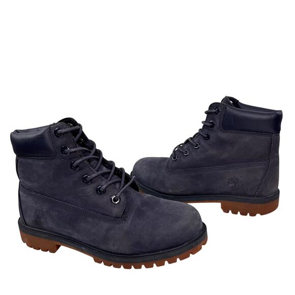 Timberland Other - TIMBERLAND Boys Boots 6 Navy Blue Nubuck Premium Waterproof 6" Combat Boot 3793A
